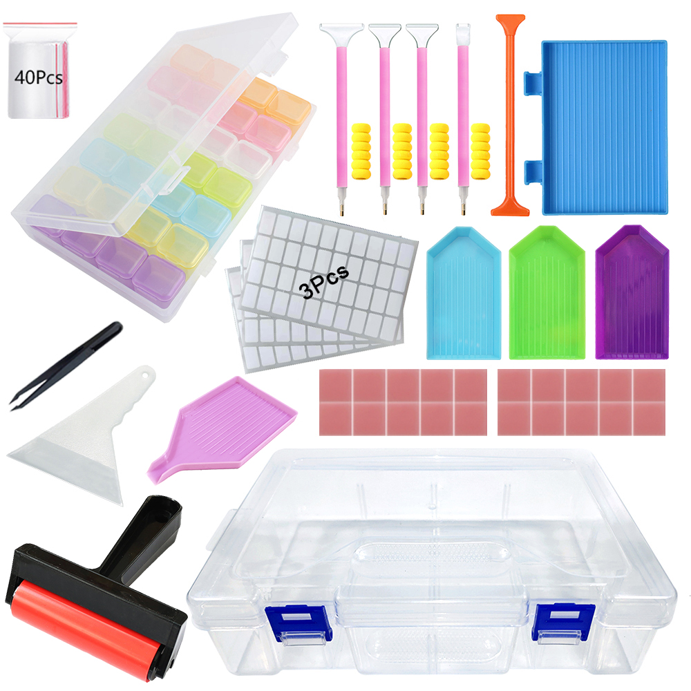 Embroidery Kit Starter - Diamond Painting Tools Kit with Storage
