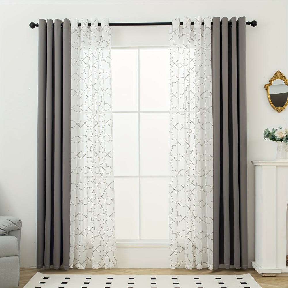 Embroidery Machine China - 4pcs Elegant Blackout Curtains with Geometric