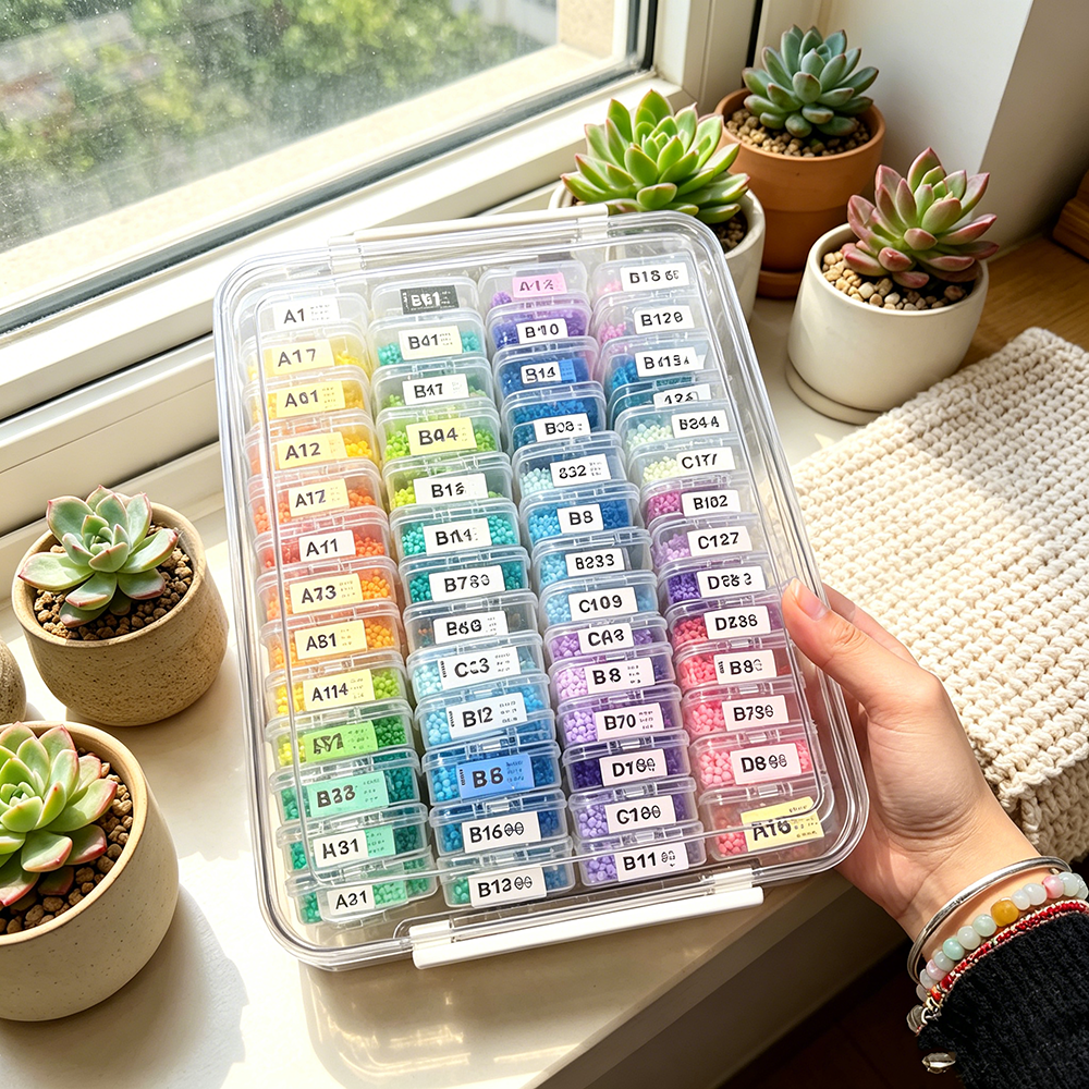 Embroidery Beads - 60pcs Transparent Plastic Storage Boxes for