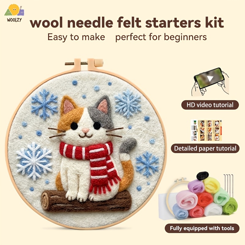 Cute Cat Red Scarf Felt Embroi – Embroidery Xmas Kits Bewertung und Preis