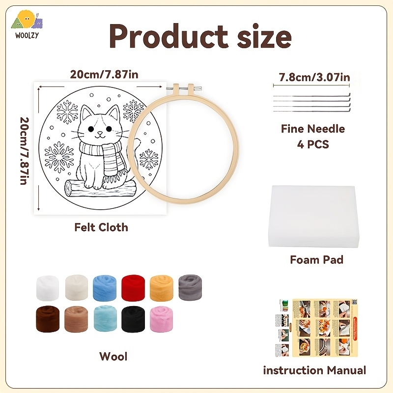 Cute Cat Red Scarf Felt Embroi – Embroidery Xmas Kits Bewertung und Preis