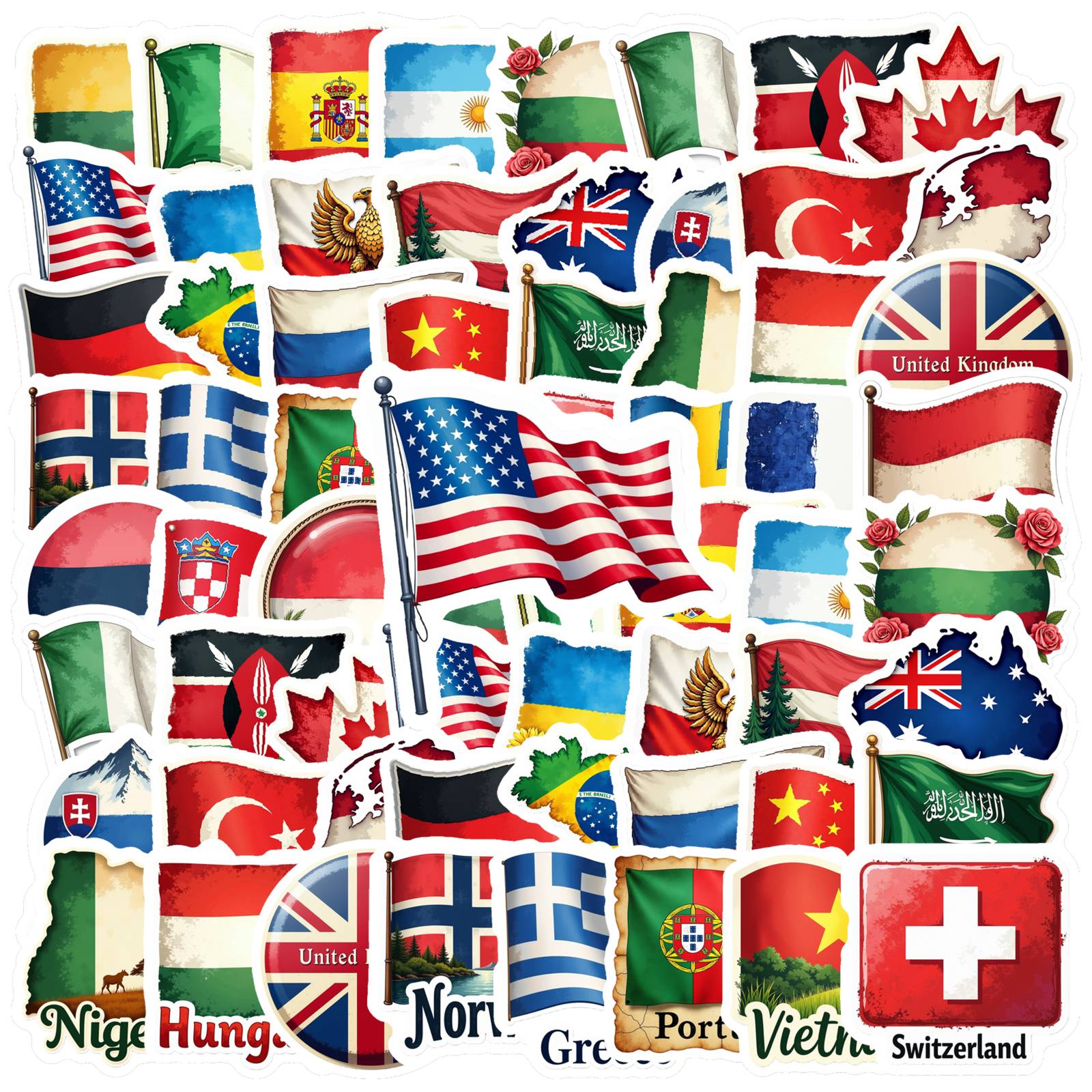 35pcs Country Flag Stickers Wa – Embroidery World Bewertung und Preis