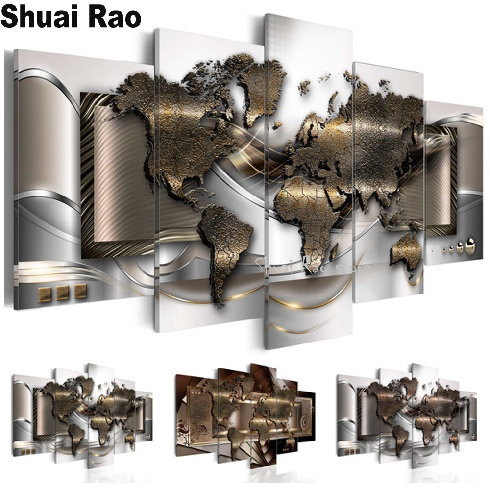 5 Panel World Map Modular Diam – Embroidery World Bewertung und Preis