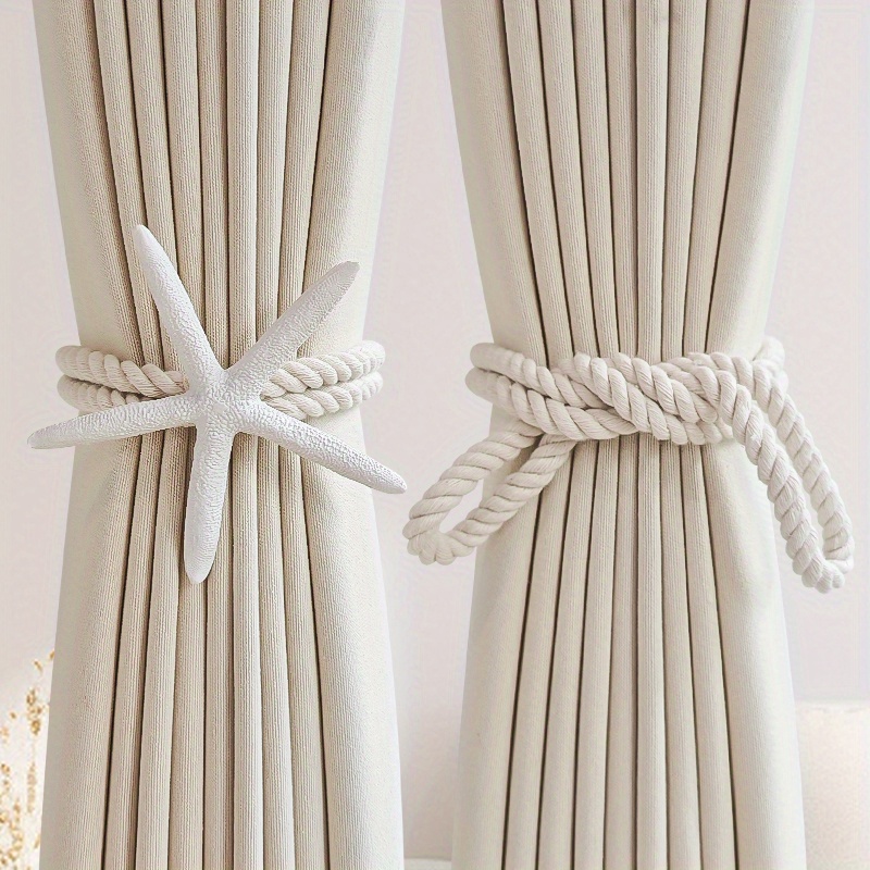2PCS Natural Starfish Curtain  – Linen Fabric Natural Bewertung und Preis