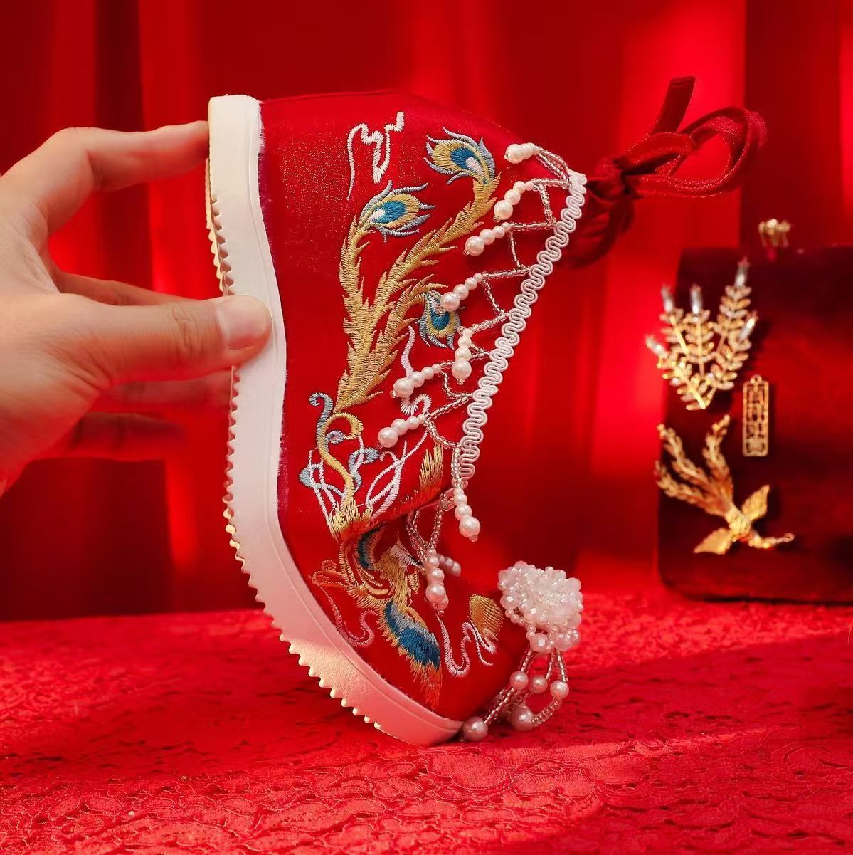 Women New Red Embroidered Wedd – Embroidery Beads Bewertung und Preis